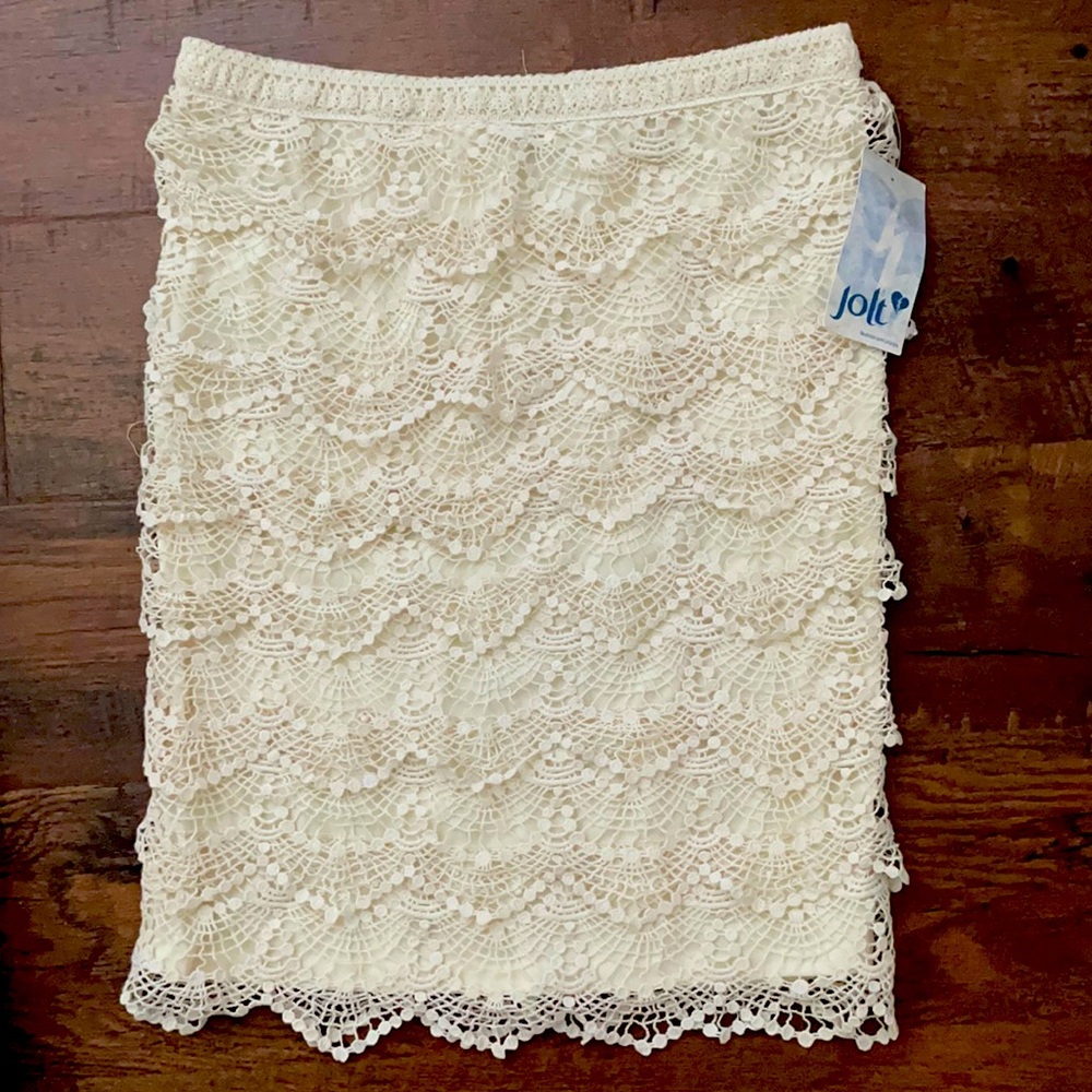 Jolt lace midi skirt